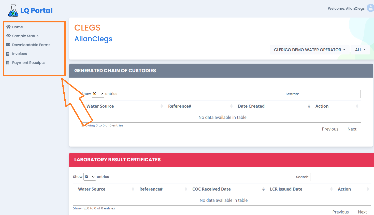 Customer Portal overview screenshot