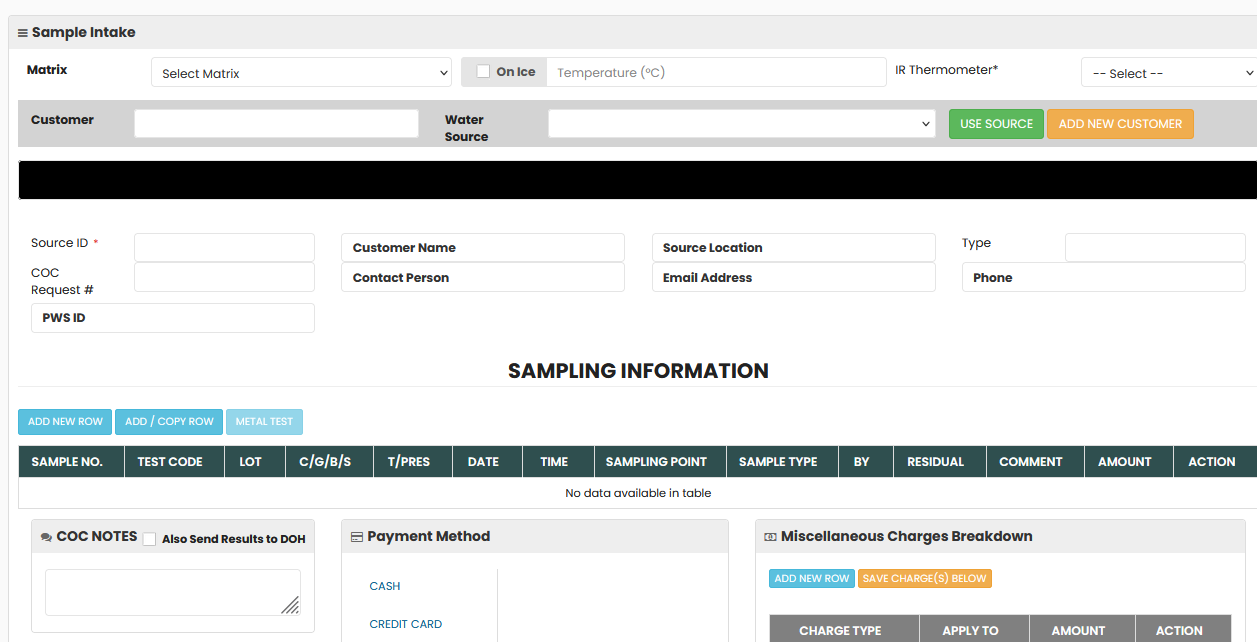 Sample intake screen